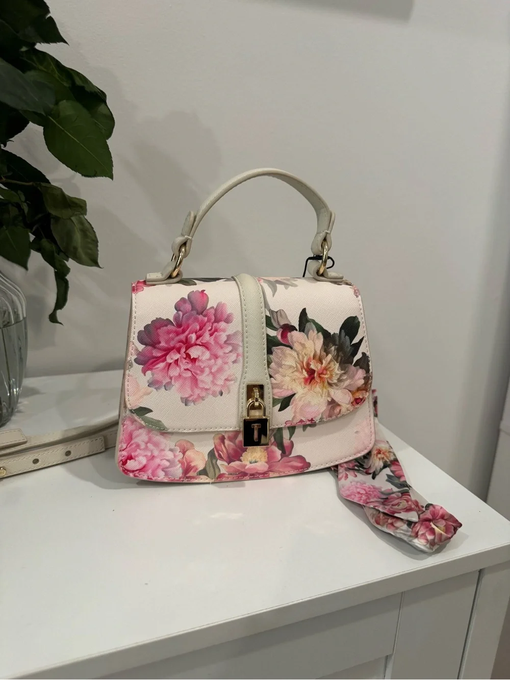 New w/Tags Ted Baker Floral Top-Handle Satchel in Blush and Pink